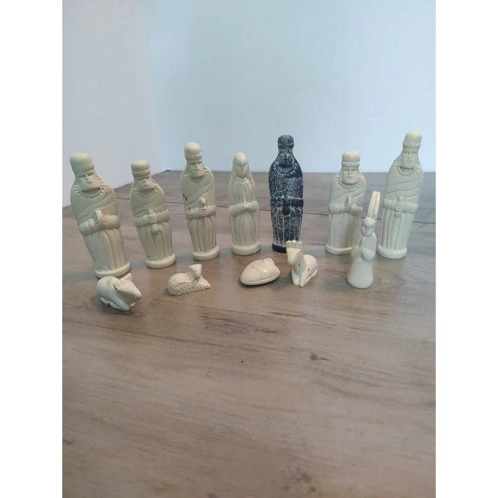 12 Piece Soap Stone Nativity Set Hand Carved African Folk Art Christmas